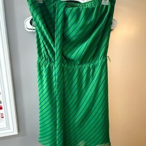 Express Green and Blue Strapless Dress